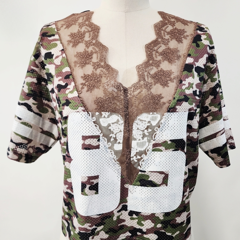 Camo Print Jersey Top